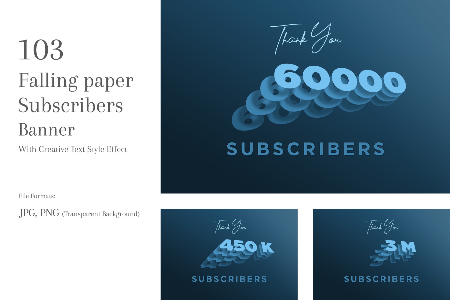 Falling paper Subscribers Banners Design Set 146