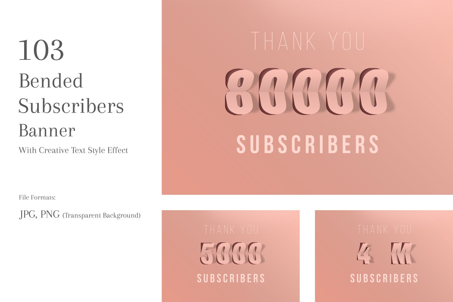 Bended Subscribers Banners Design Set 200