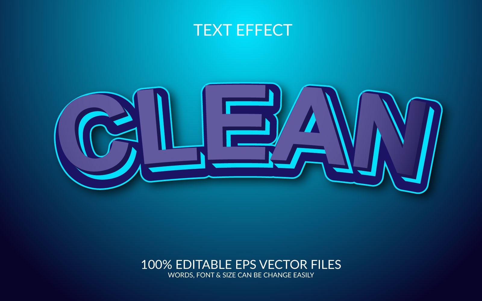 Clean 3D Fully Editable Vector Eps Text Effect Template