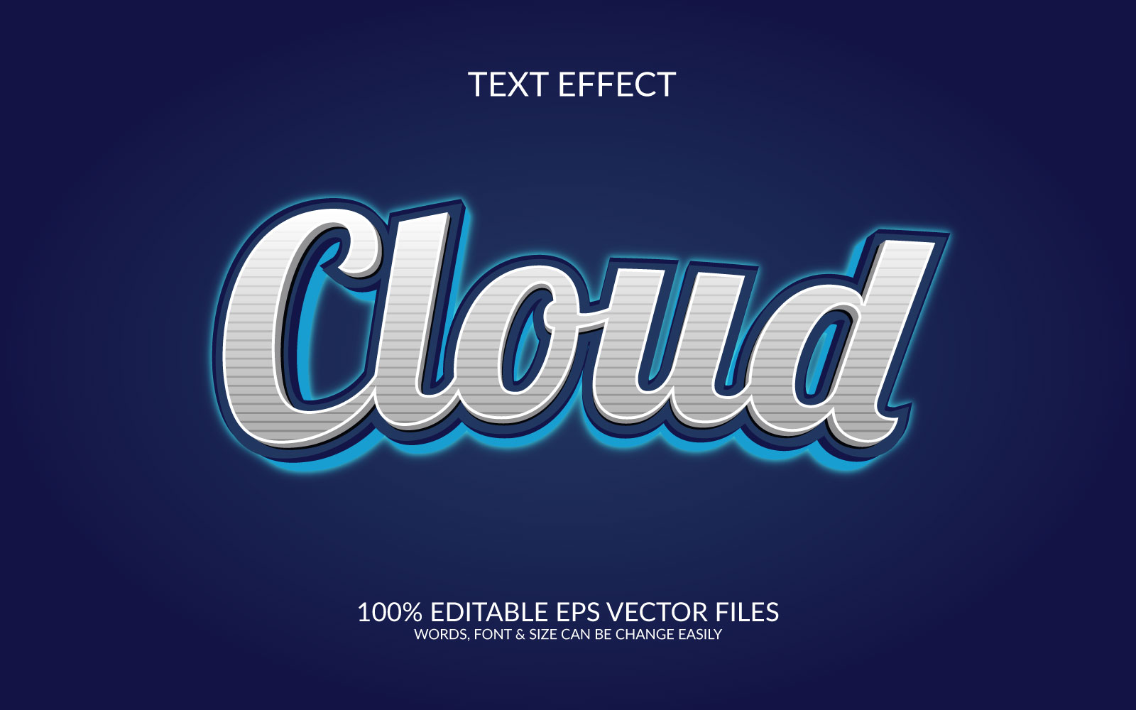 Cloud 3D Editable Vector Eps Text Effect Template Design
