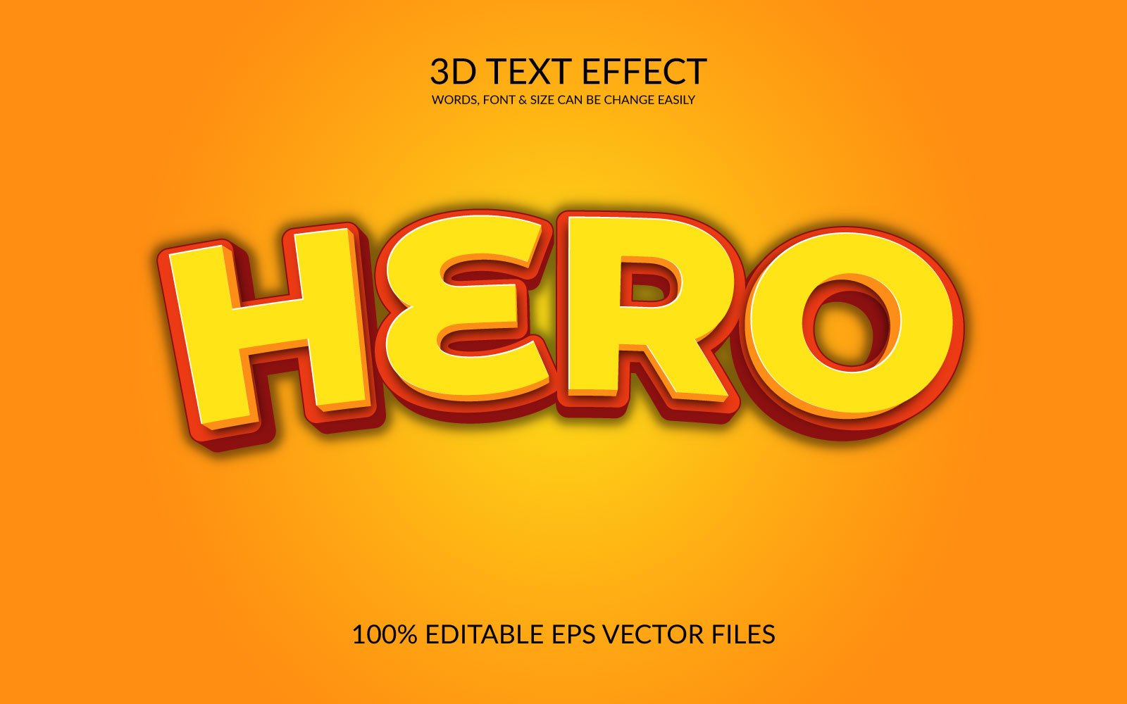 Hero editable vector 3d text effect design