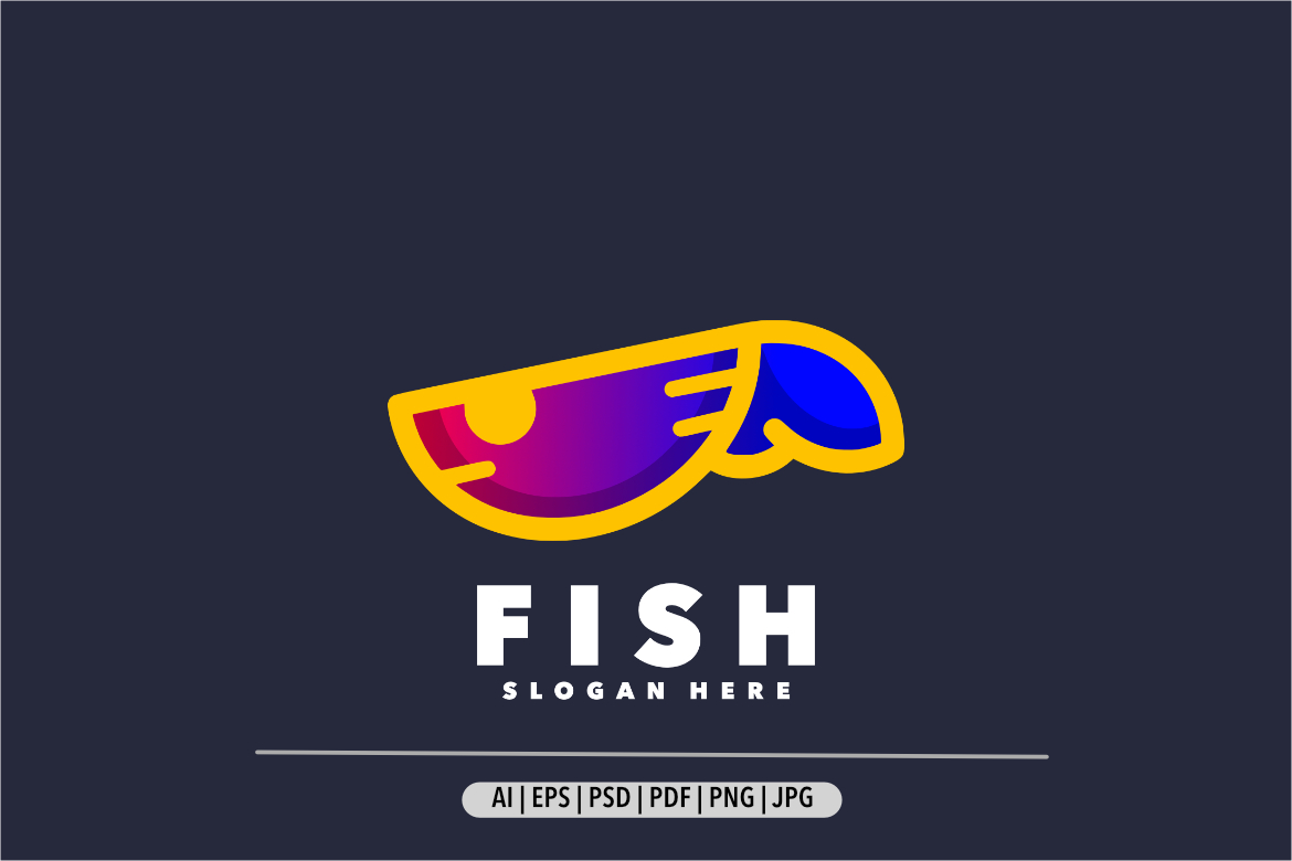 Fish line simple colorful design logo