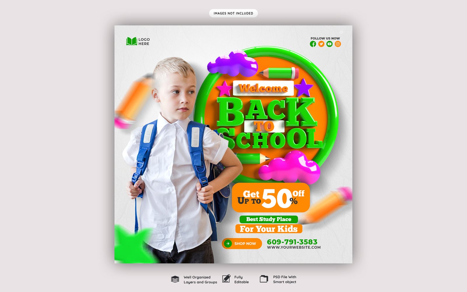 Back To School Social Media Post Template PSD