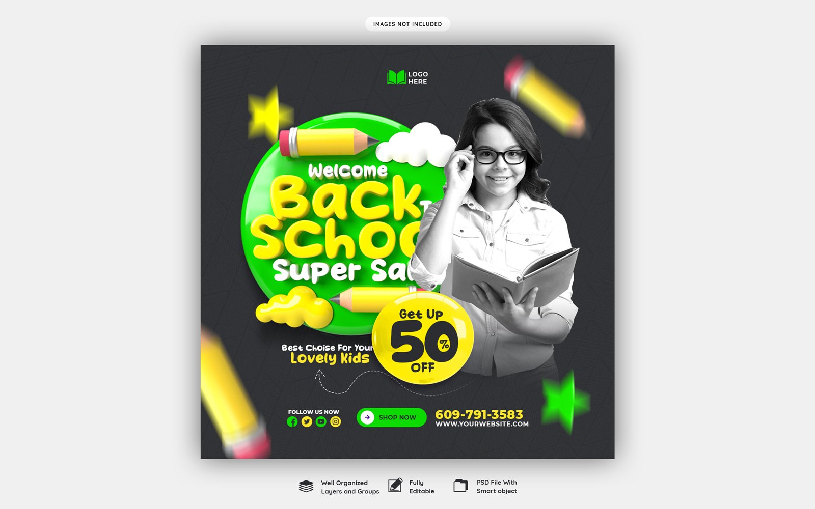 Back To School Social Media Post PSD Template