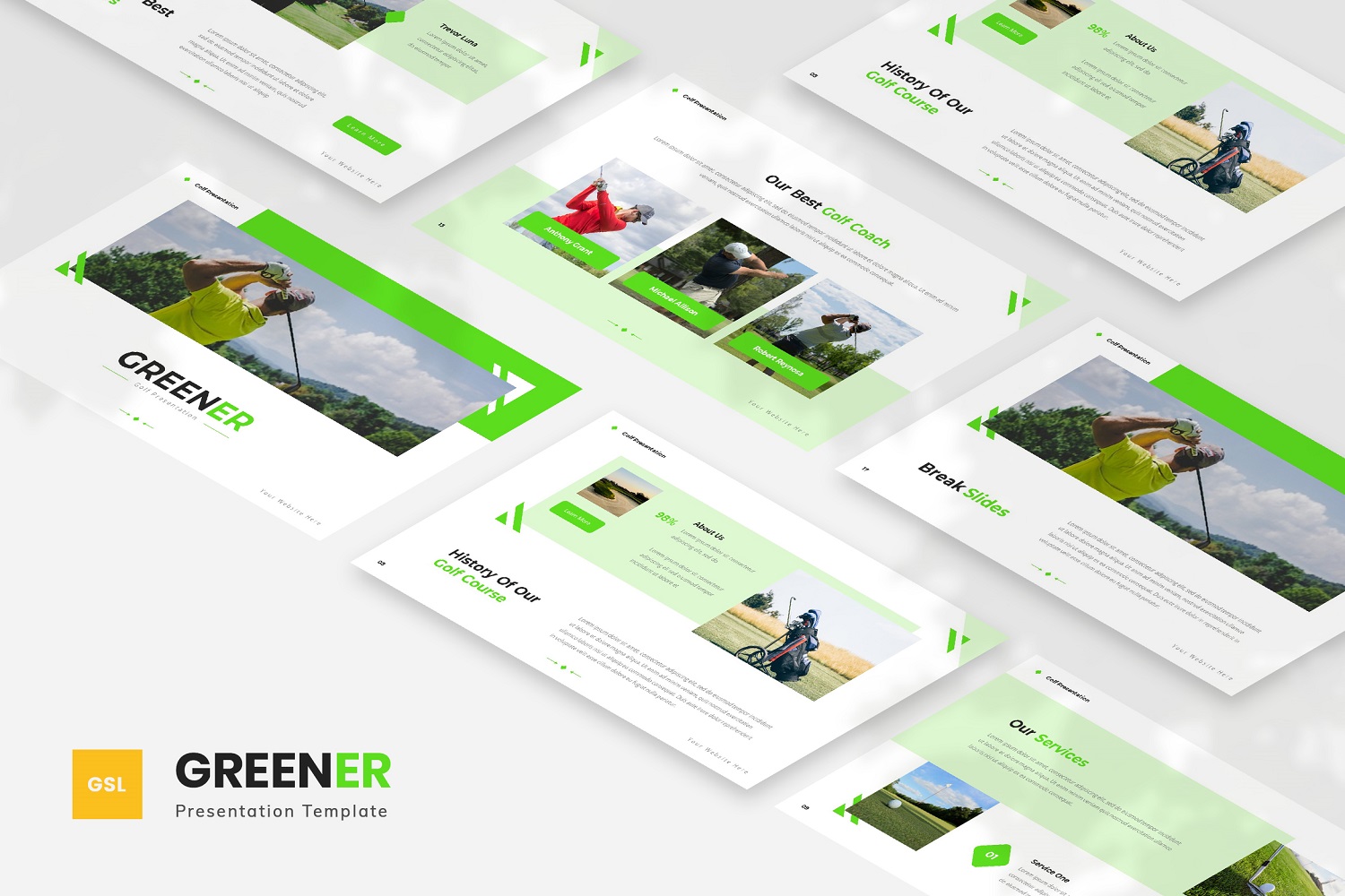 Greener — Golf Google Slides Template