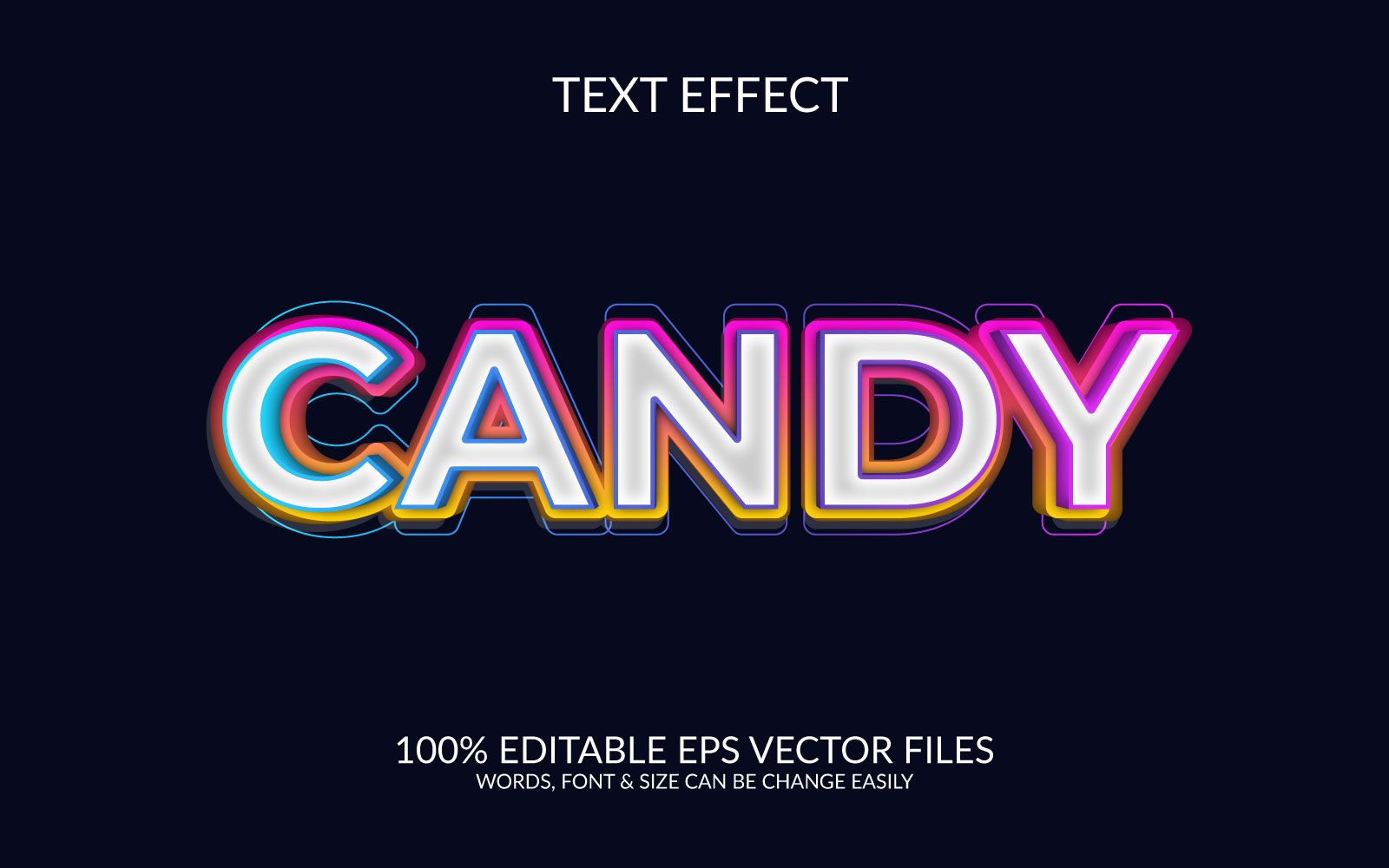 Candy 3D Vector Fully Editable Eps Text Effect