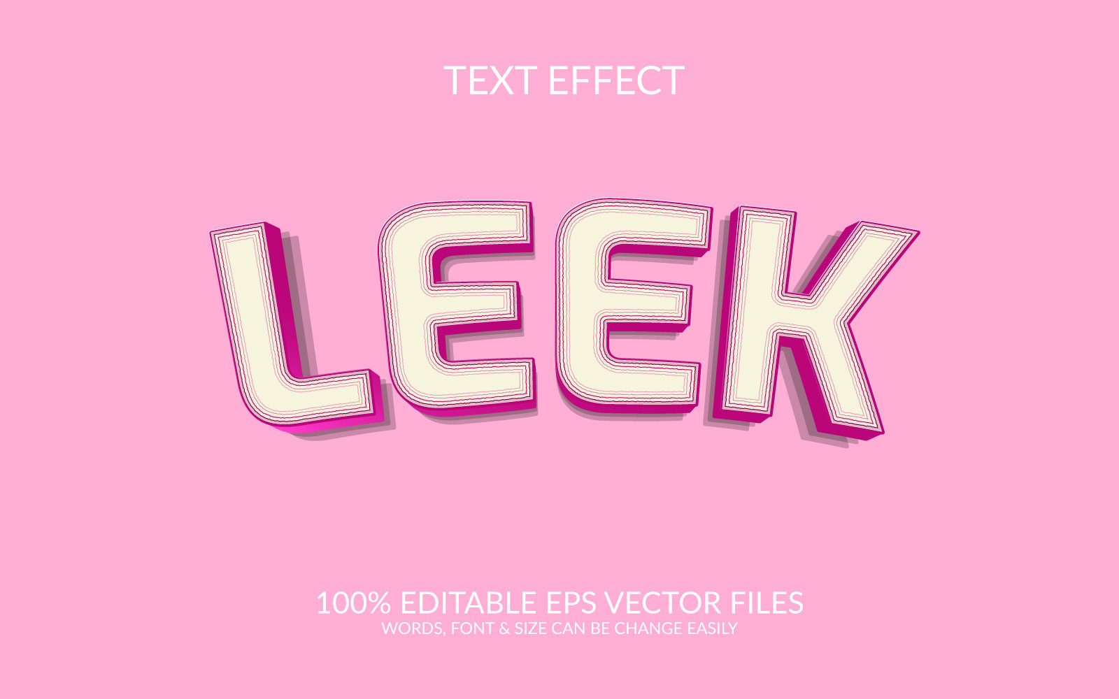 Leek 3D Editable Vector Eps Text Effect Template