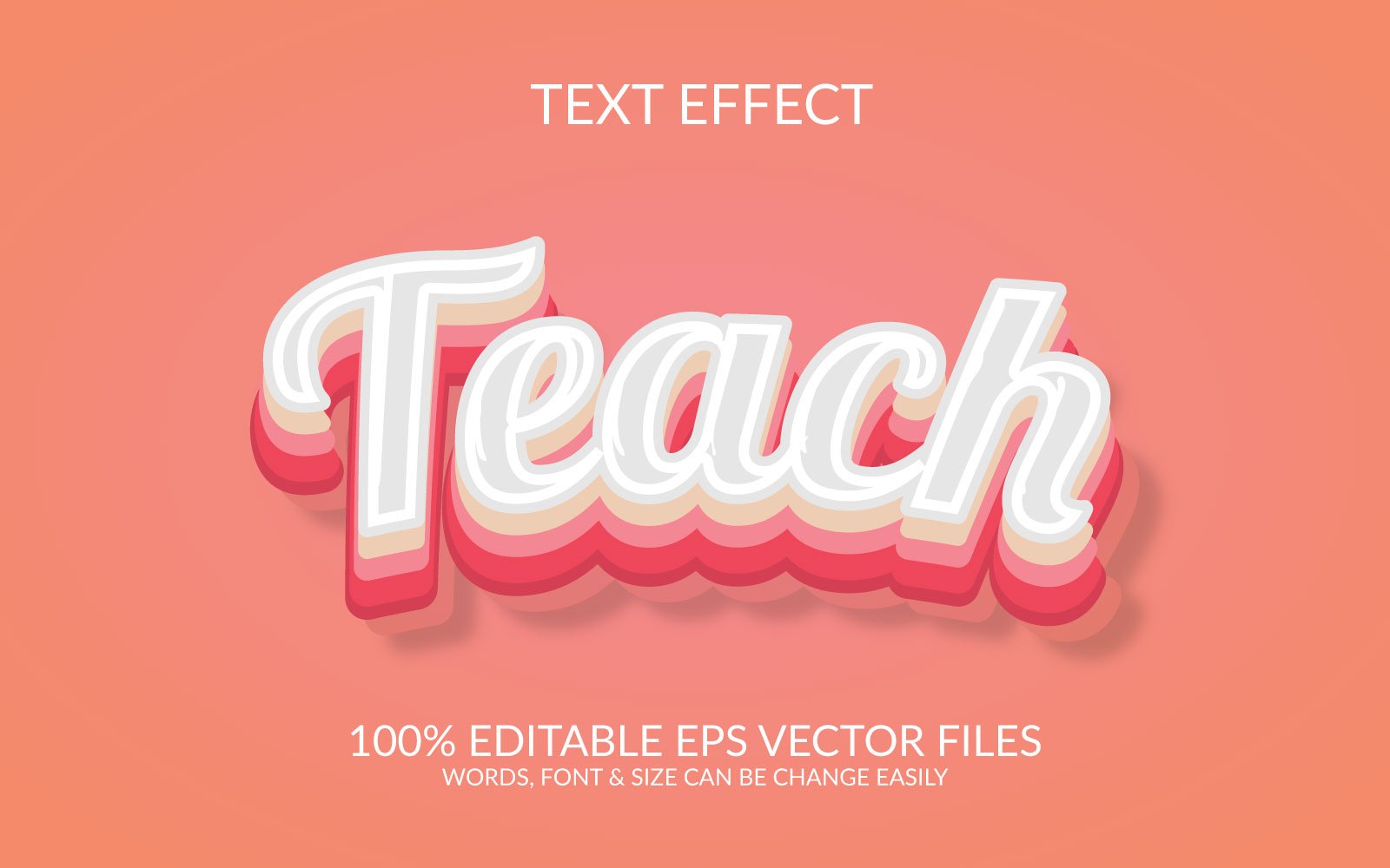 Teach Editable Vector Eps 3D Text Effect Template Design