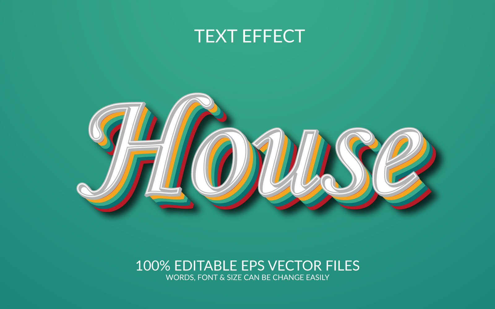 House 3D Editable Vector Eps Text Effect Template