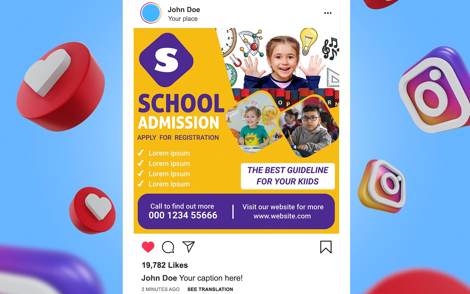 School Admission Social Media Ads Banner