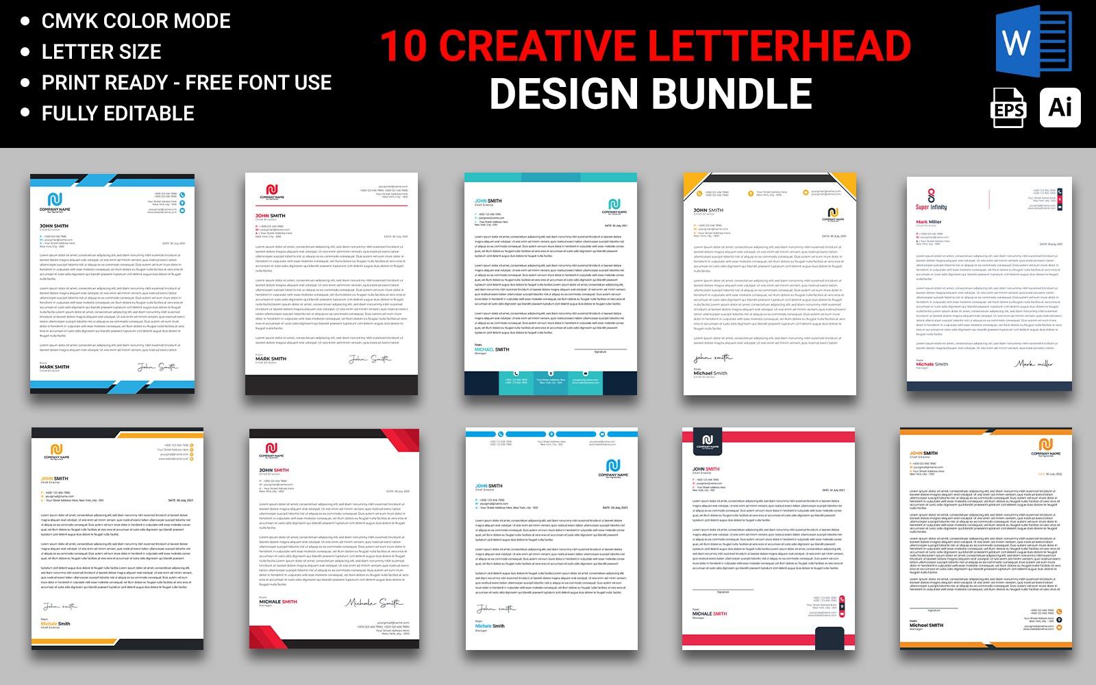 Letterhead design bundle - creative and professional letterhead