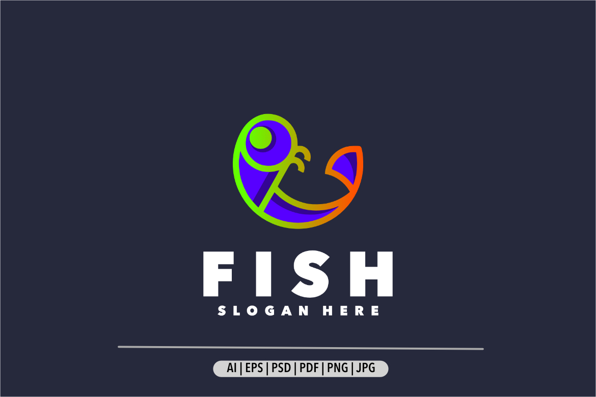 Fish simple colorful gradient logo design