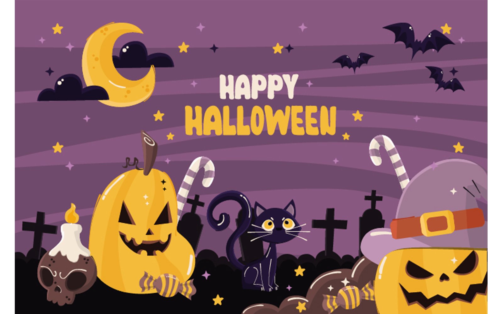 Hand Drawn Flat Halloween Background Illustration