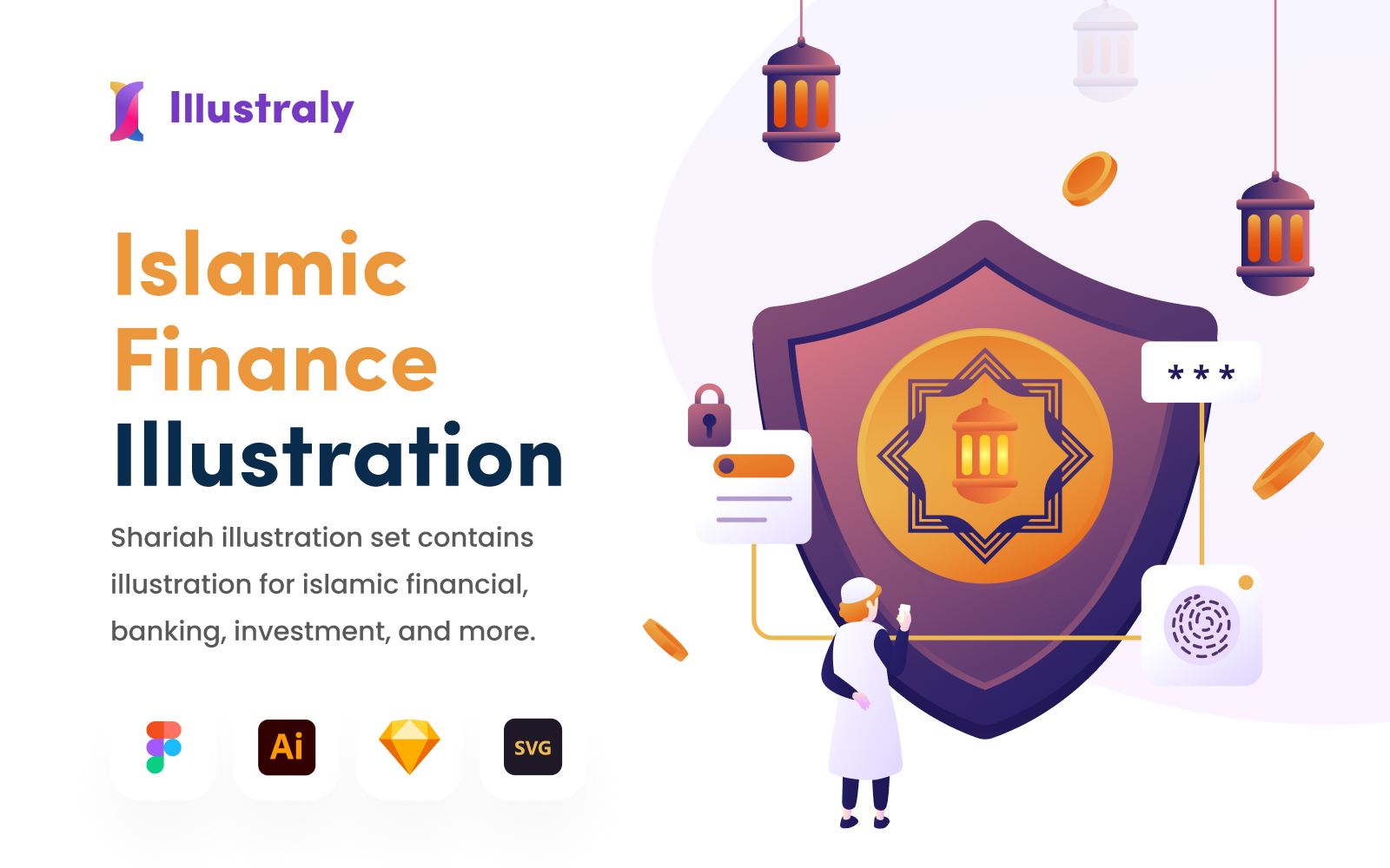 Muamalah - Islamic Finance Illustration Set