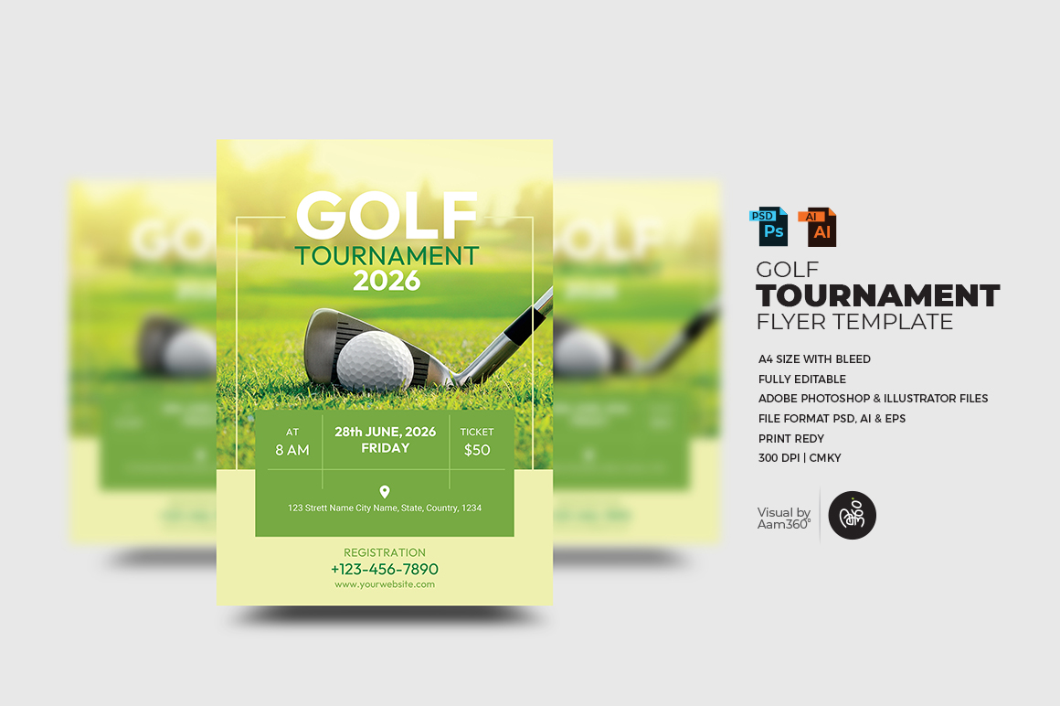 Golf Flyer Template & Magazine Design Stock Vector - Illustration