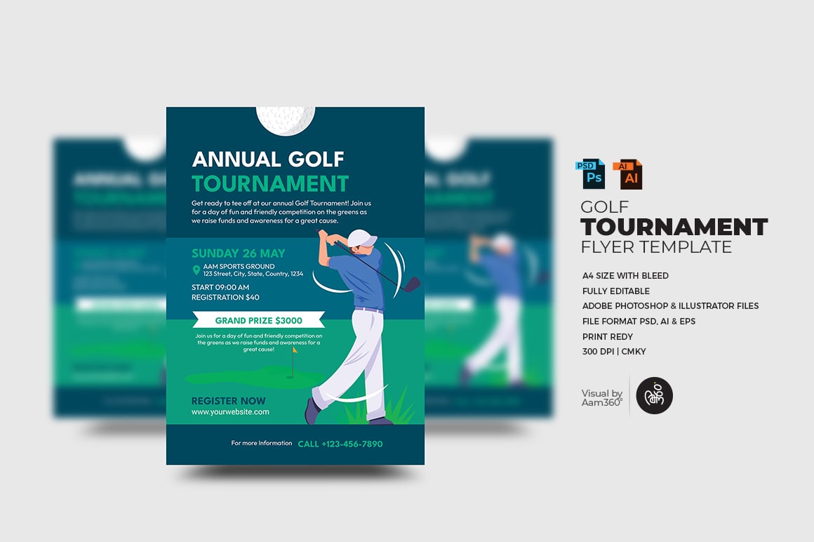 Golf Tournament Flyer Template,,