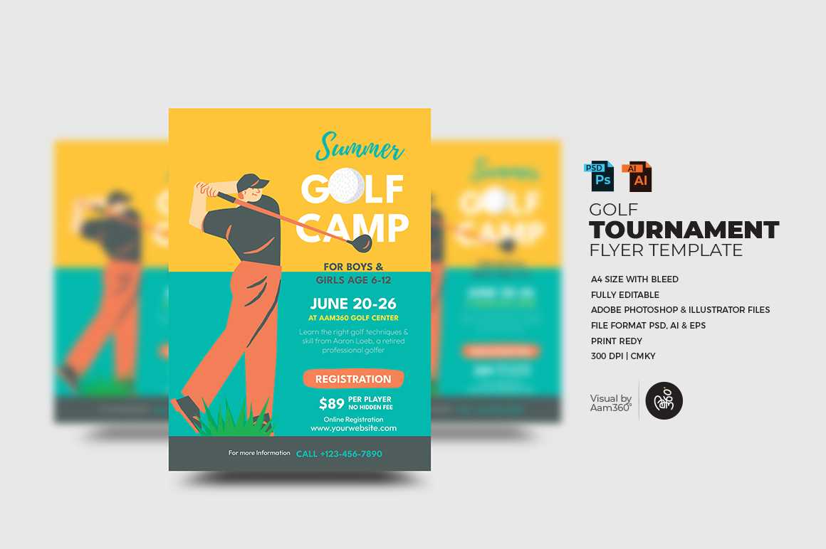 Golf Tournament Flyer Template.,