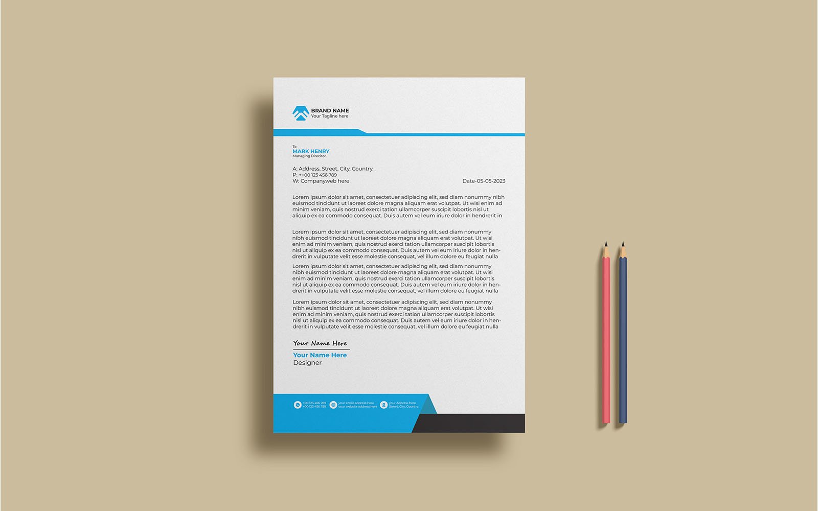 4 Colors Letterhead Design Template_180