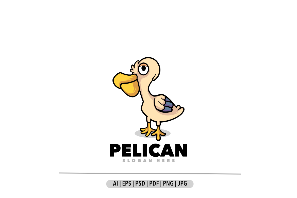Pelican bird cartoon mascot logo