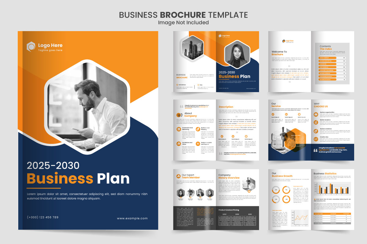 Business plan minimalist brochure template with modern  and minimalist layout