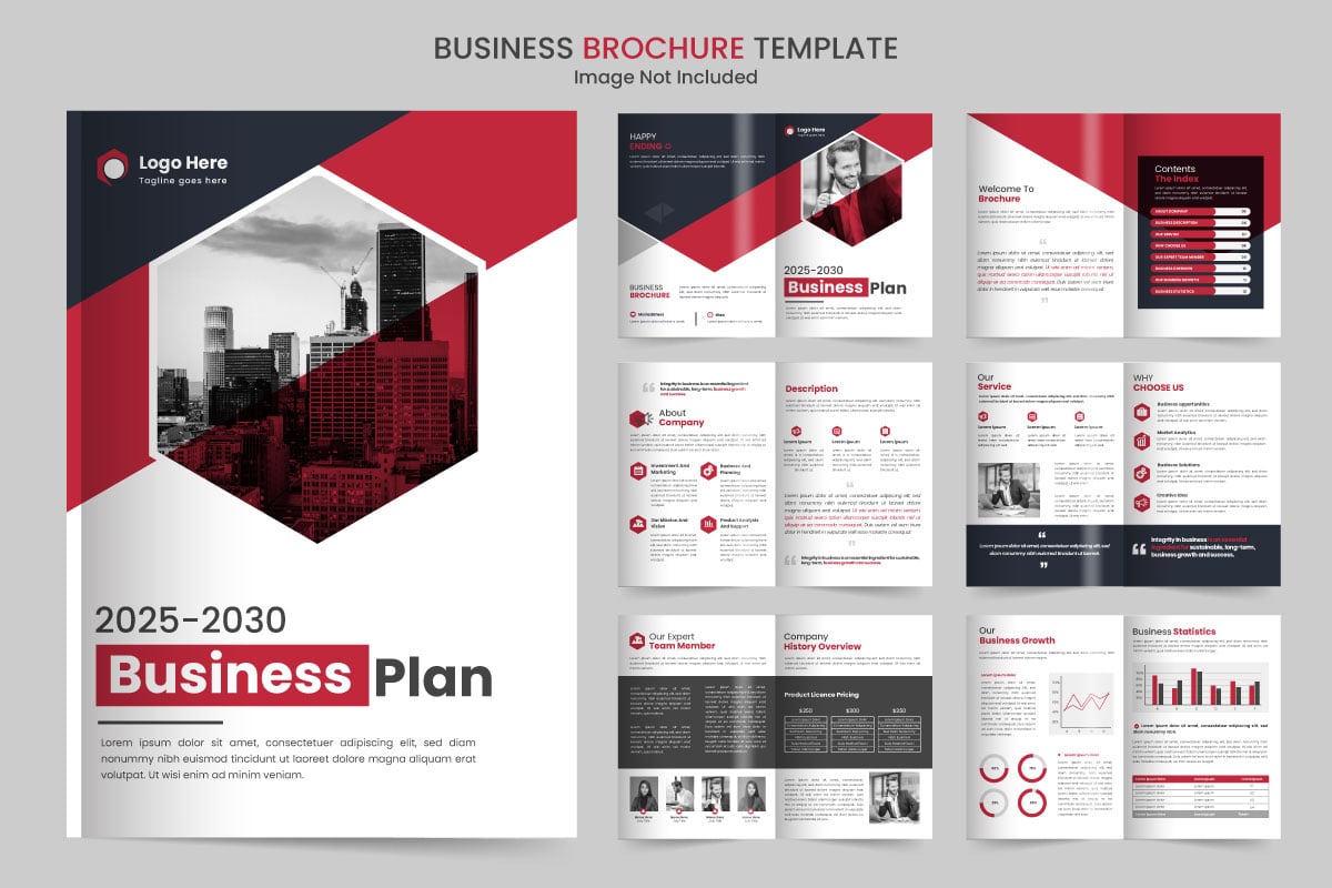 Business plan minimalist brochure template with modern style