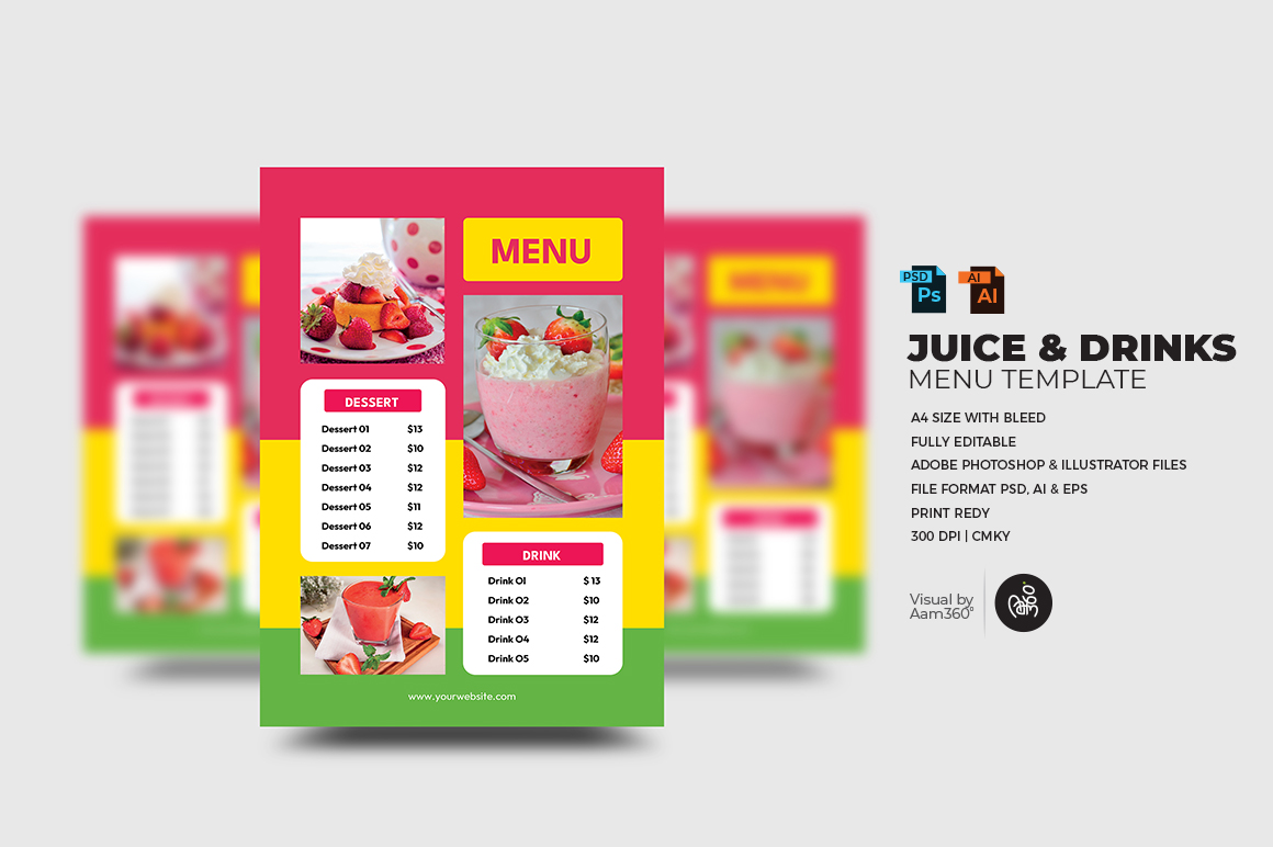 Juice & Drinks Menu Flyer Template