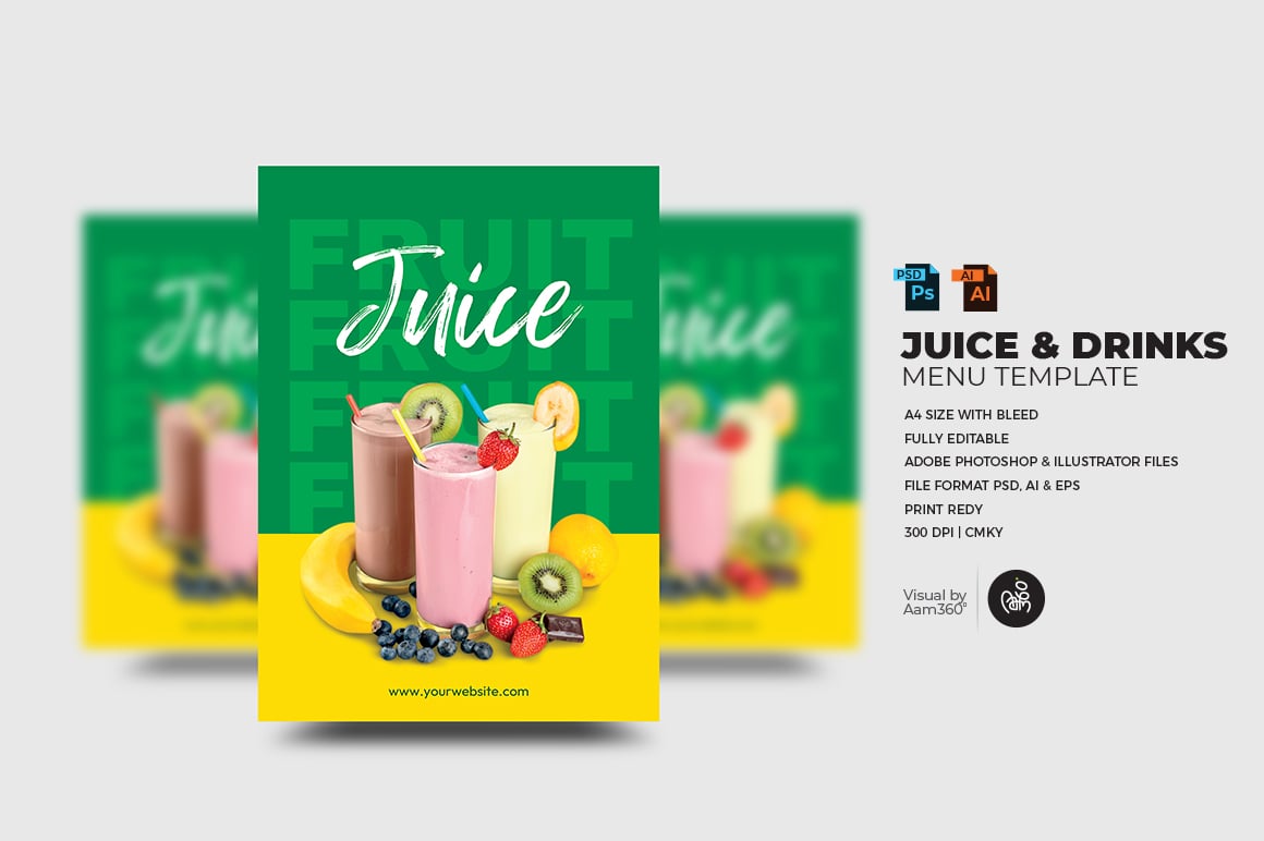 Juice and Drinks Menu Flyer Template,