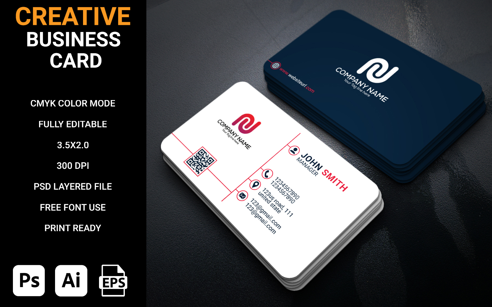 Clean and simple business card design template