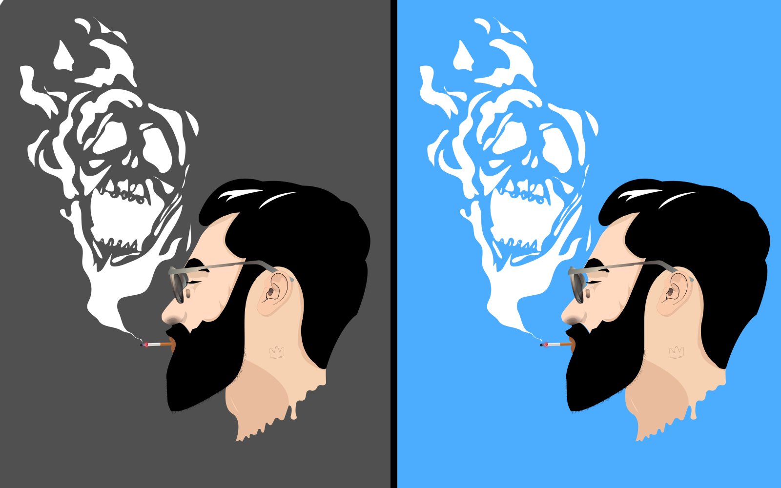 Smoking Head Vector | Tattoo Head