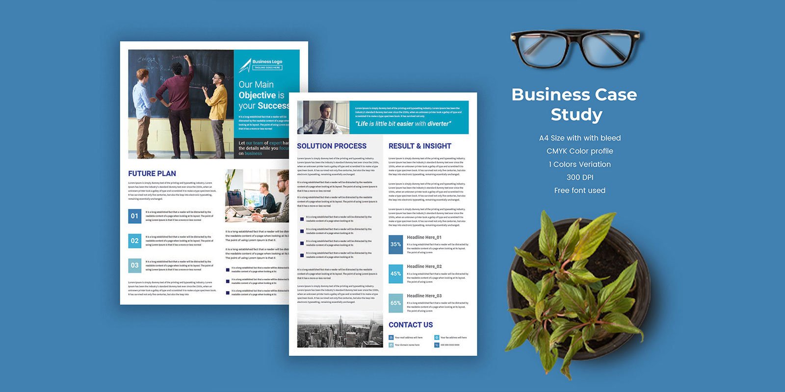 Business Case study template corporate modern business double side flyer and poster template