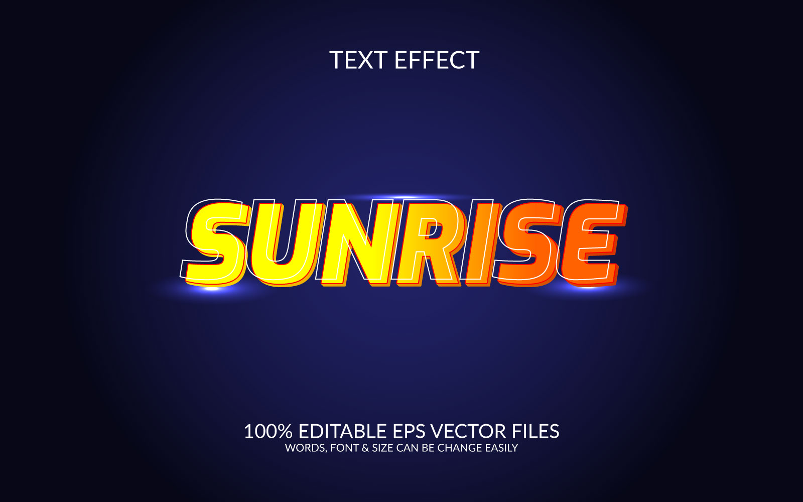 Sunrise 3D Editable Vector Eps Text Effect Template