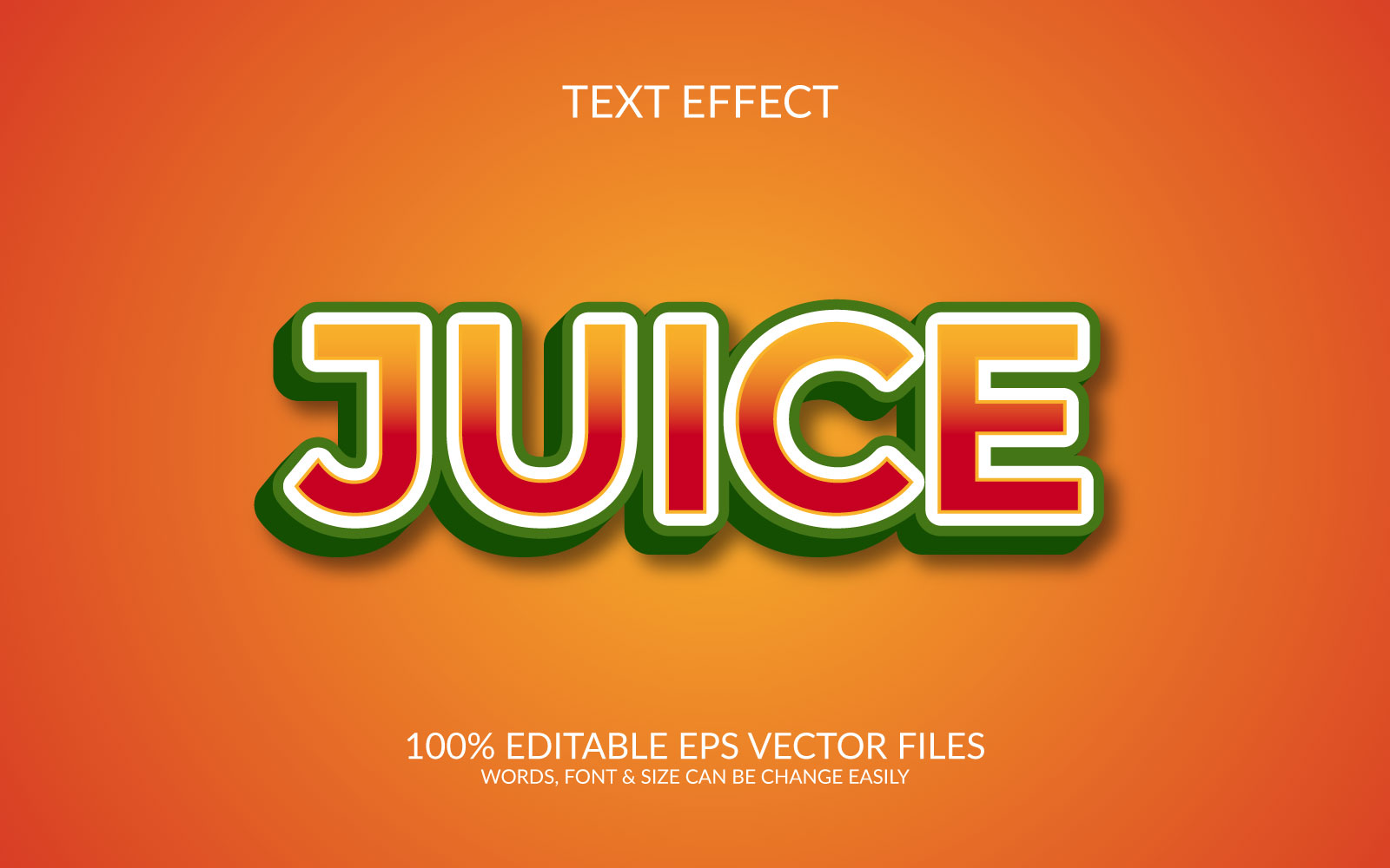 Juice editable vector 3d text effect template design