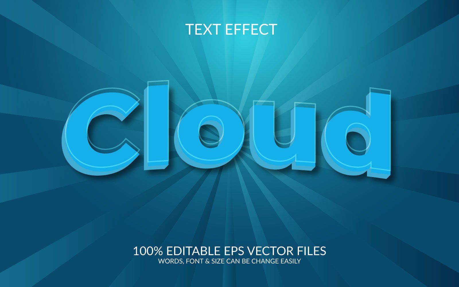 Cloud 3D Fully Editable Vector Eps Text Effect Template