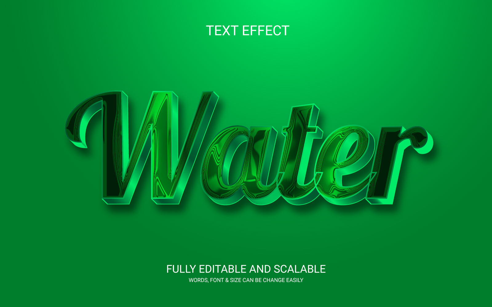 Water 3D Fully Editable Vector Eps Text Effect Template