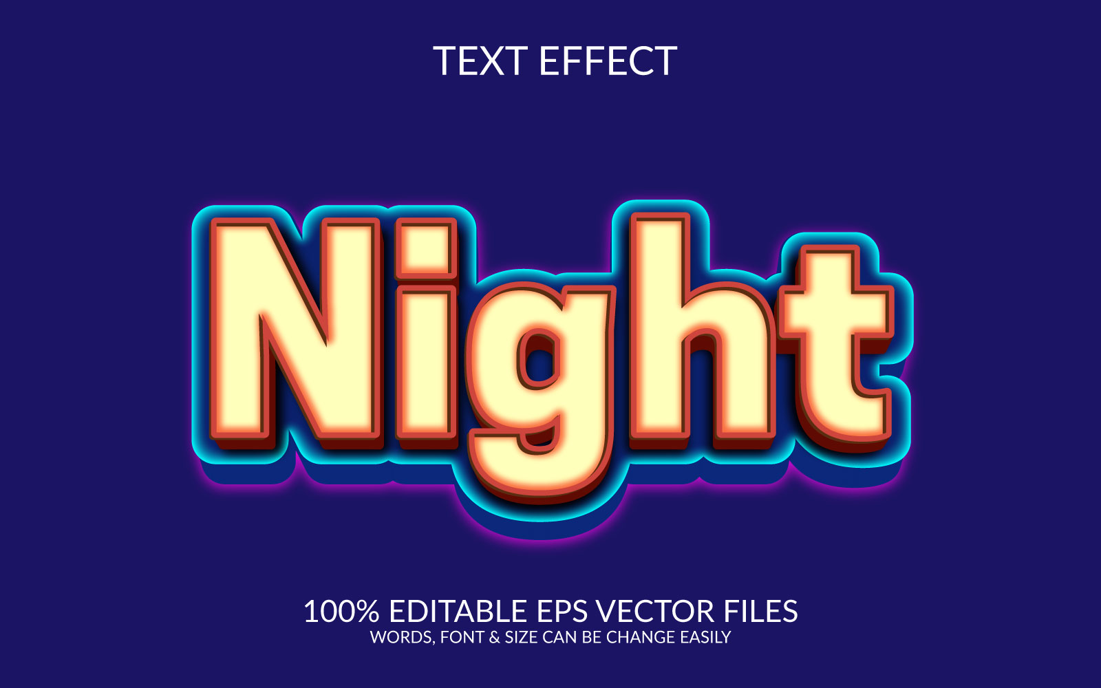Night 3D Fully Editable Vector Eps Text Effect Template