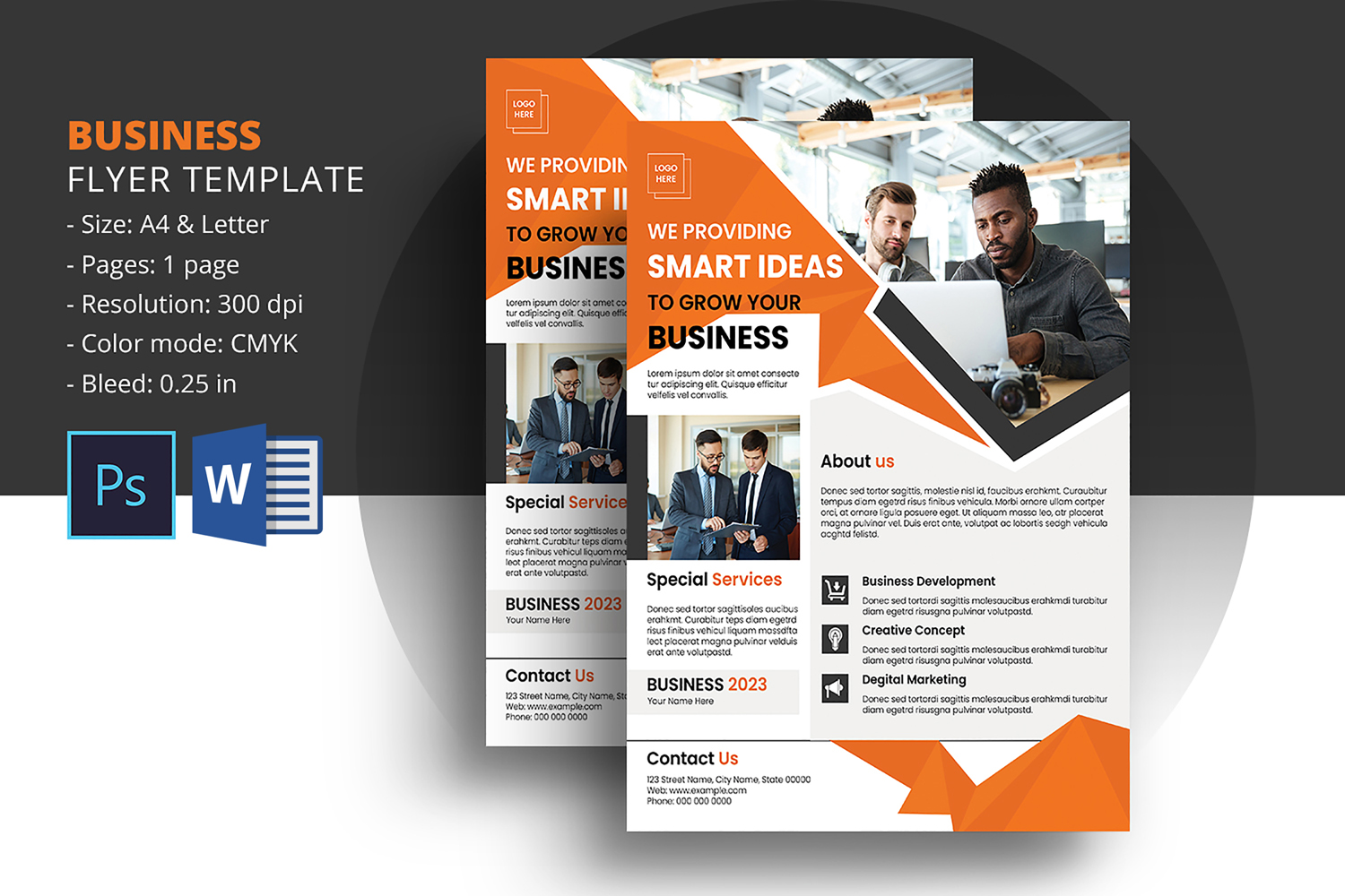 Creative Corporate Business Flyer Template. MS Word and Photoshop