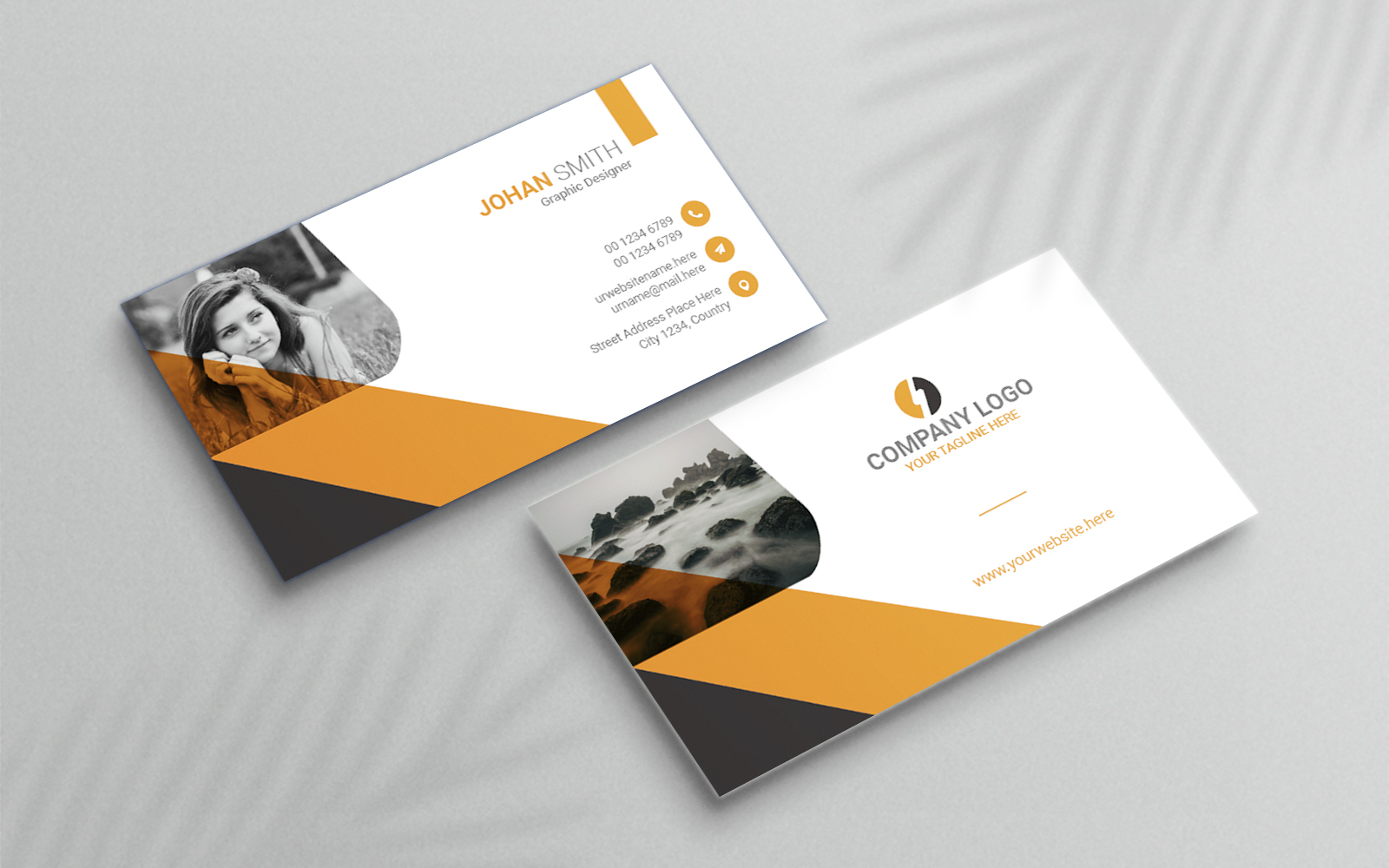 Orange & Black  Business Card Design Template