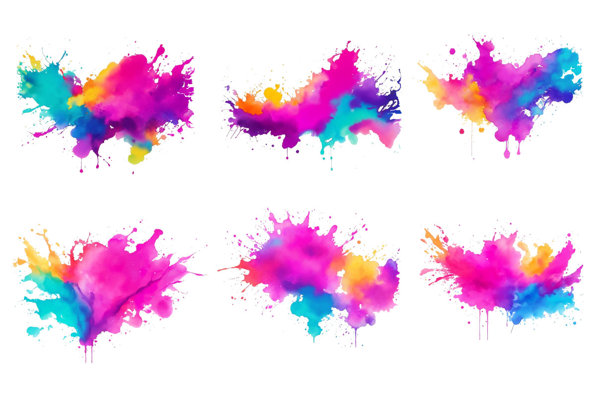 Abstract paint splatter brush background, Colorful paint ink splash