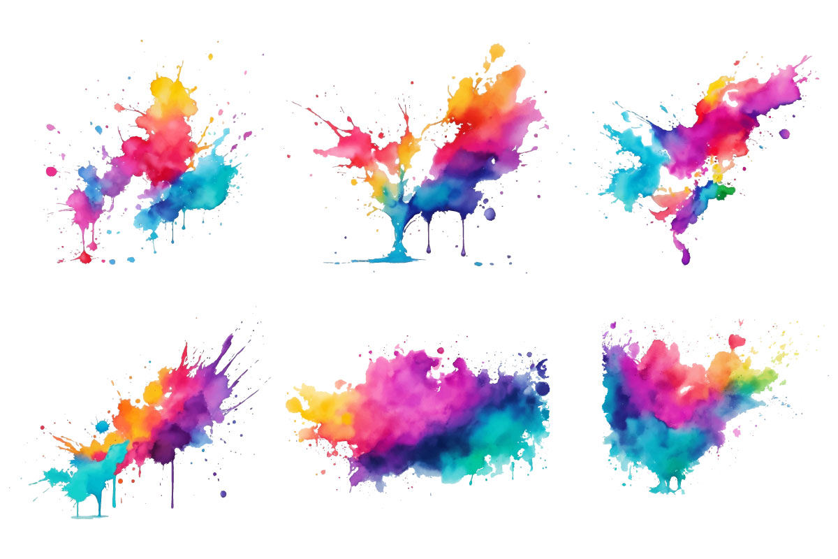 Abstract ink splash background, colorful paint ink splatter brush stroke