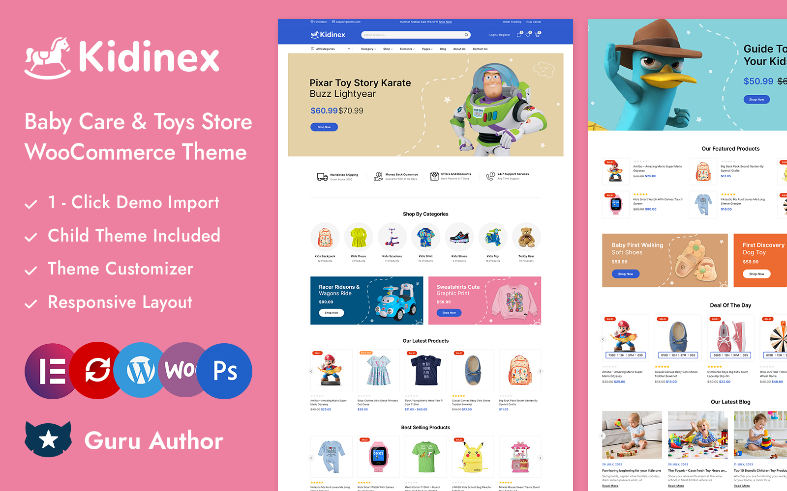 Kidinex - Baby Care and Toys Elementor WooCommerce Responsive Theme