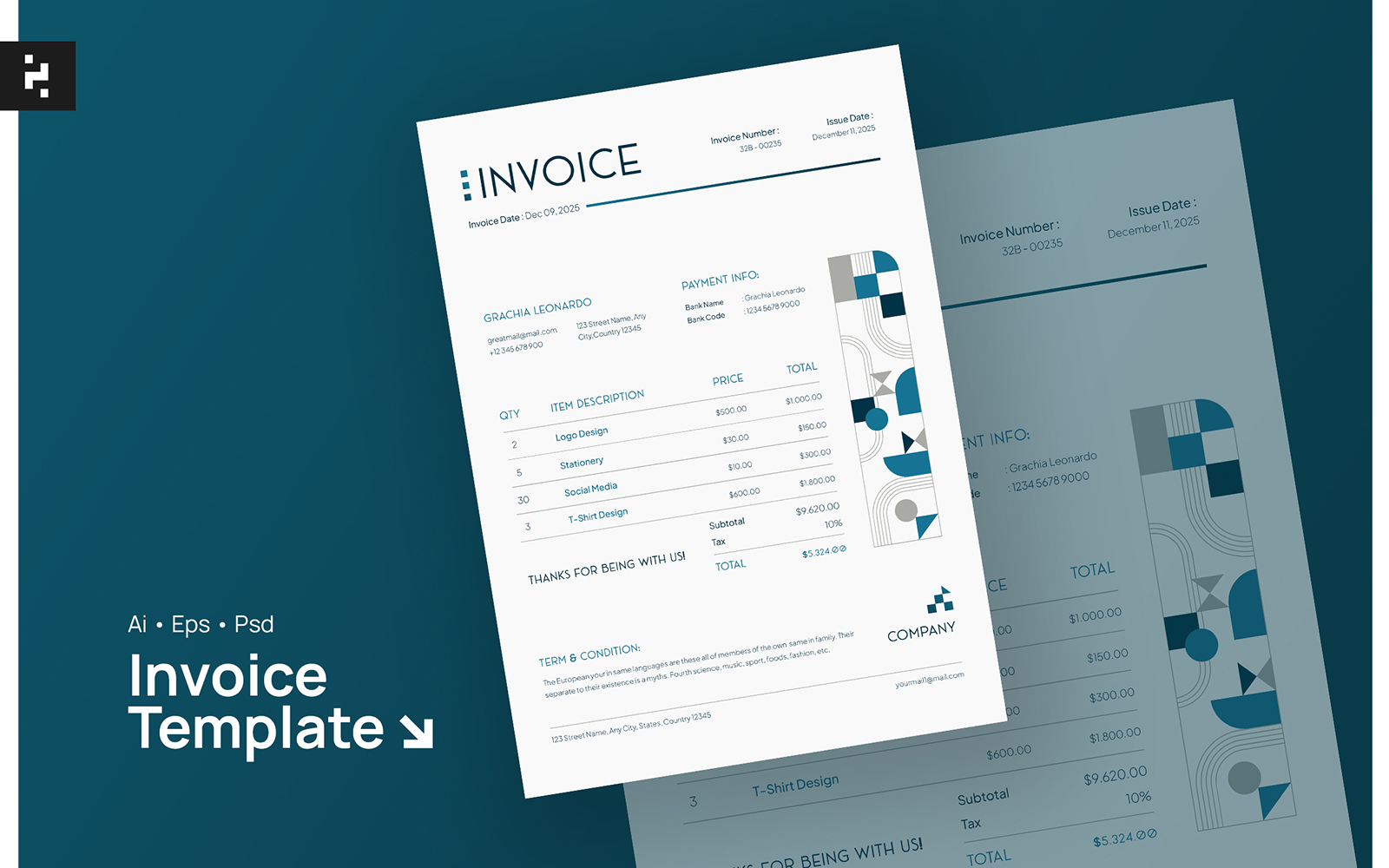 Minimal Geometric Invoice Template