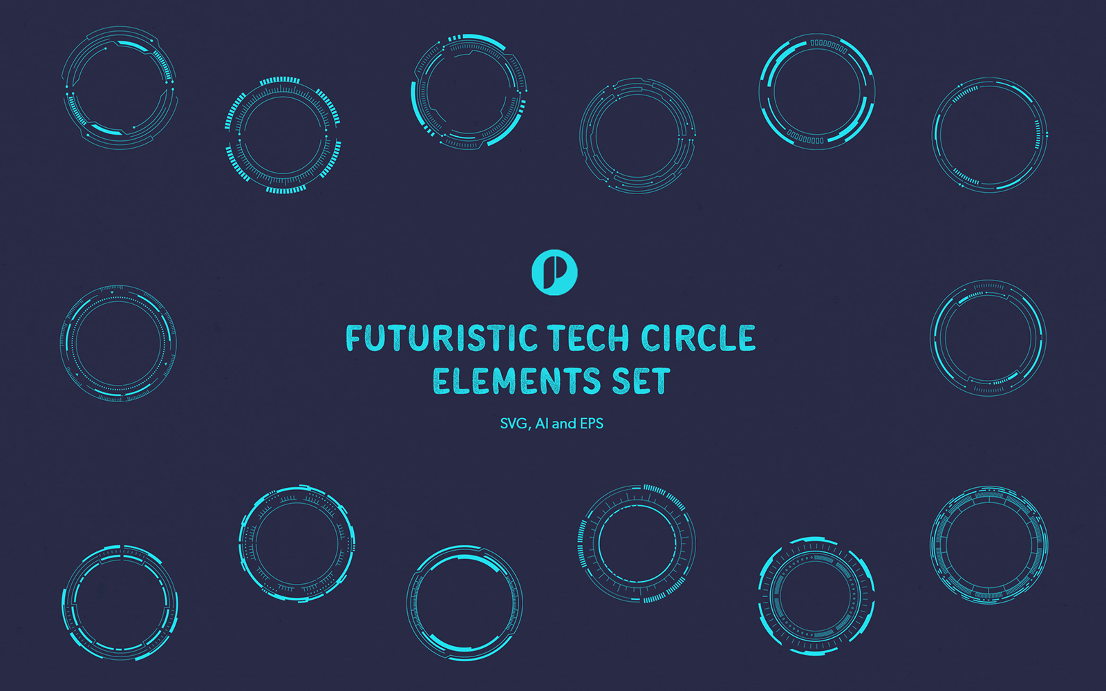 Futuristic Tech Circle Elements Set