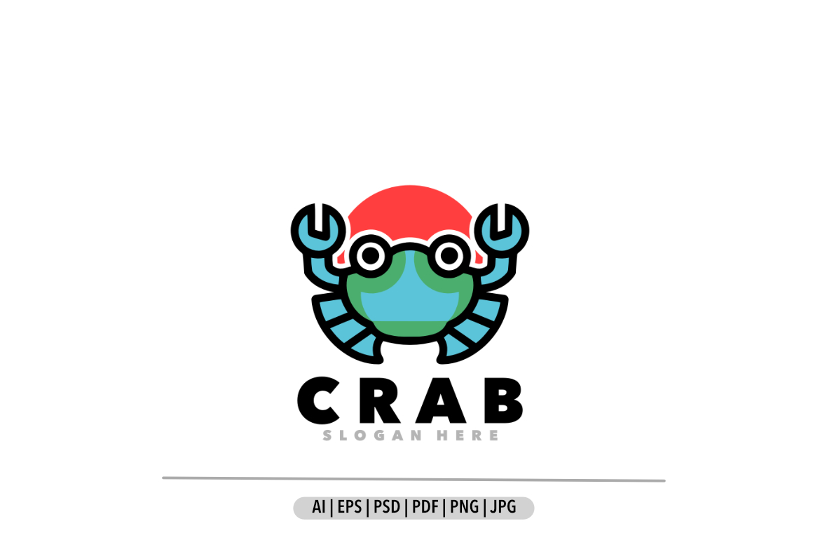 Crab line art shellfish logo
