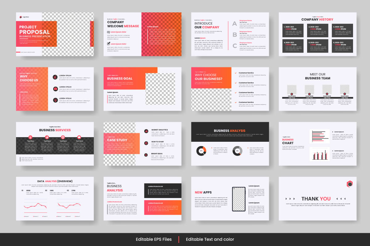 Presentation templates set for business and Business Proposal. Use for presentation background