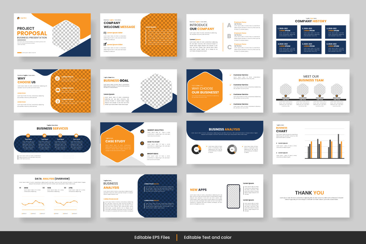 Presentation templates set for business Use for presentation background, brochure design