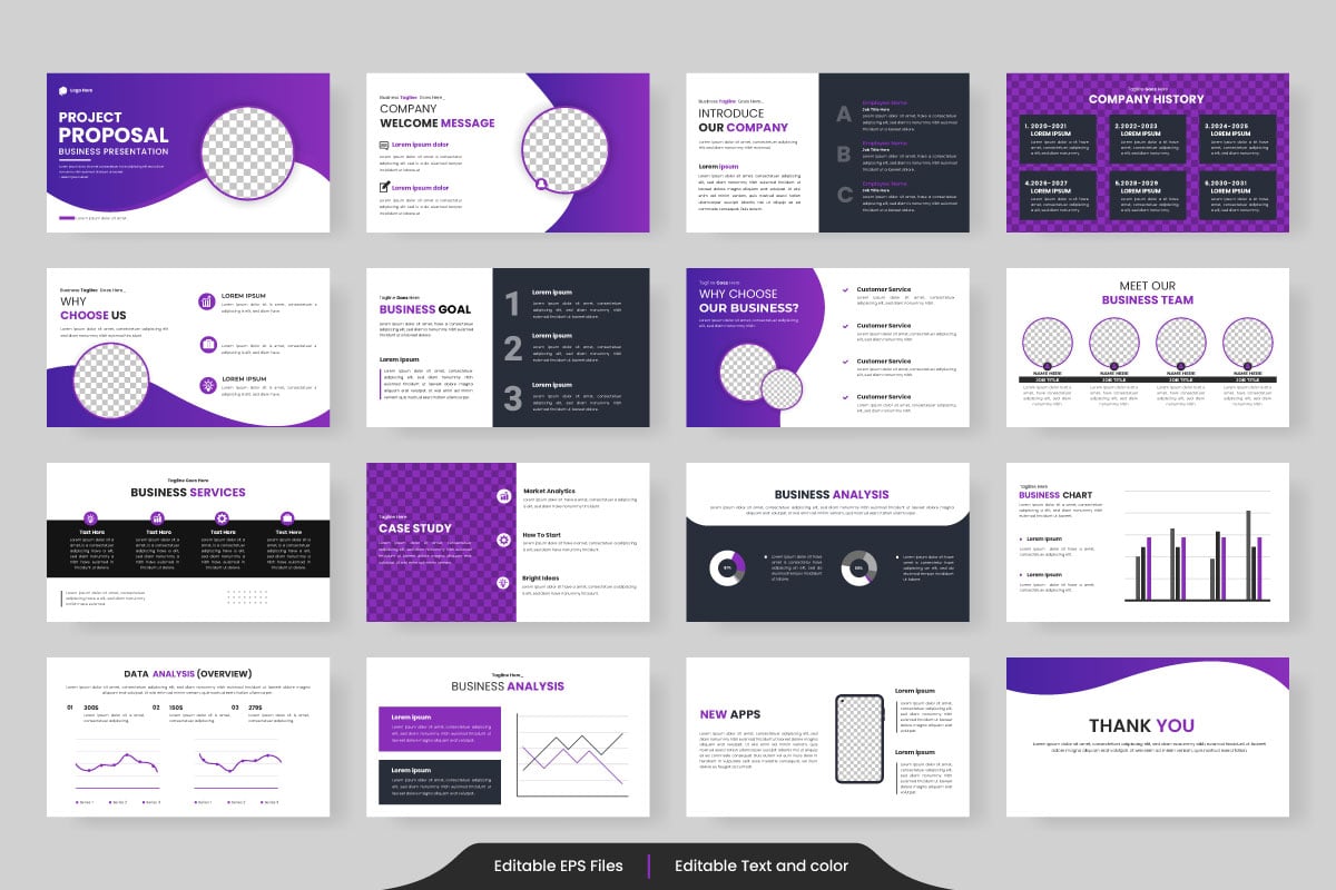 Presentation templates set for business and Business Proposal. Use for presentation slides