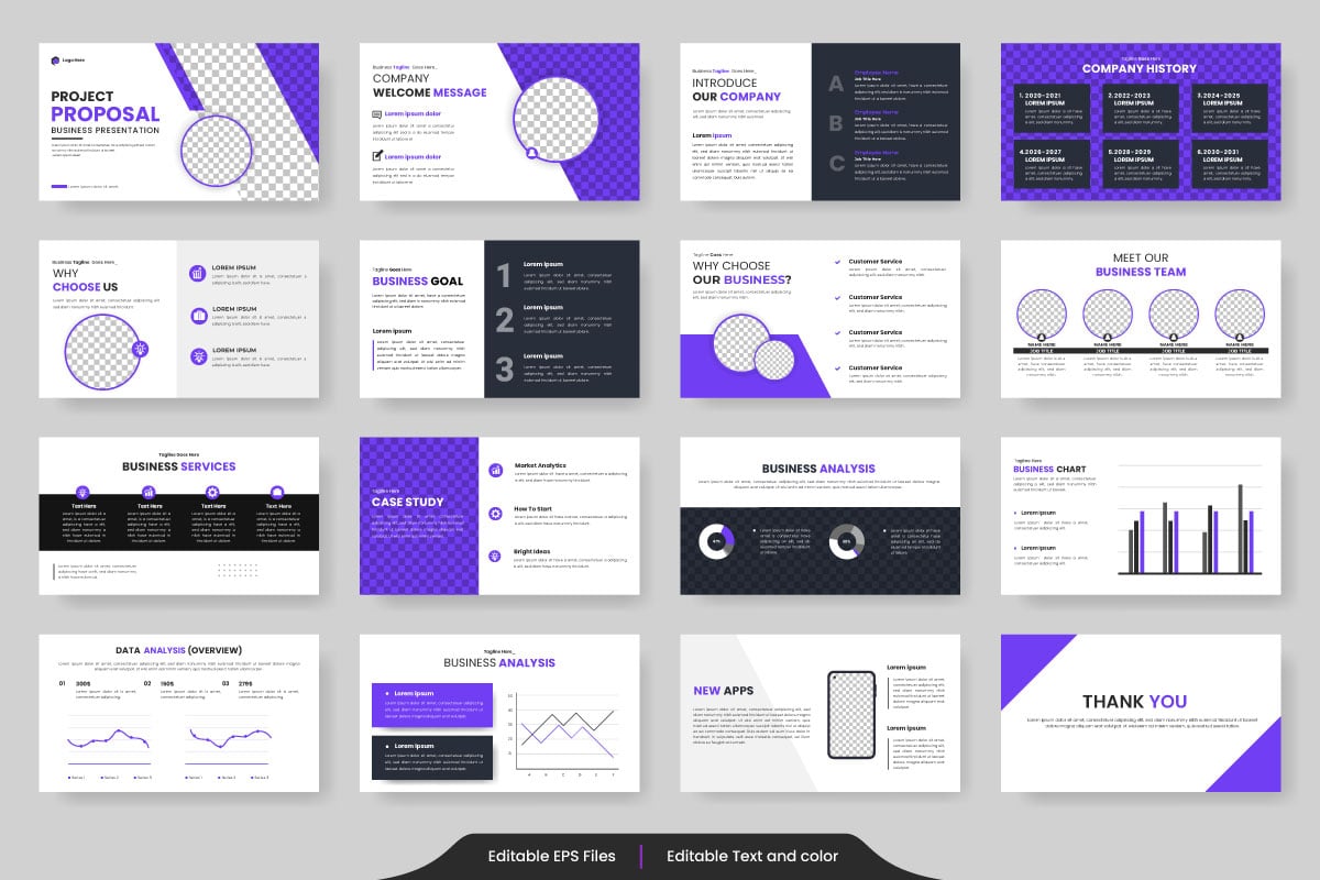 Vector Presentation templates set for business and Business Proposal. Use for presentation slides