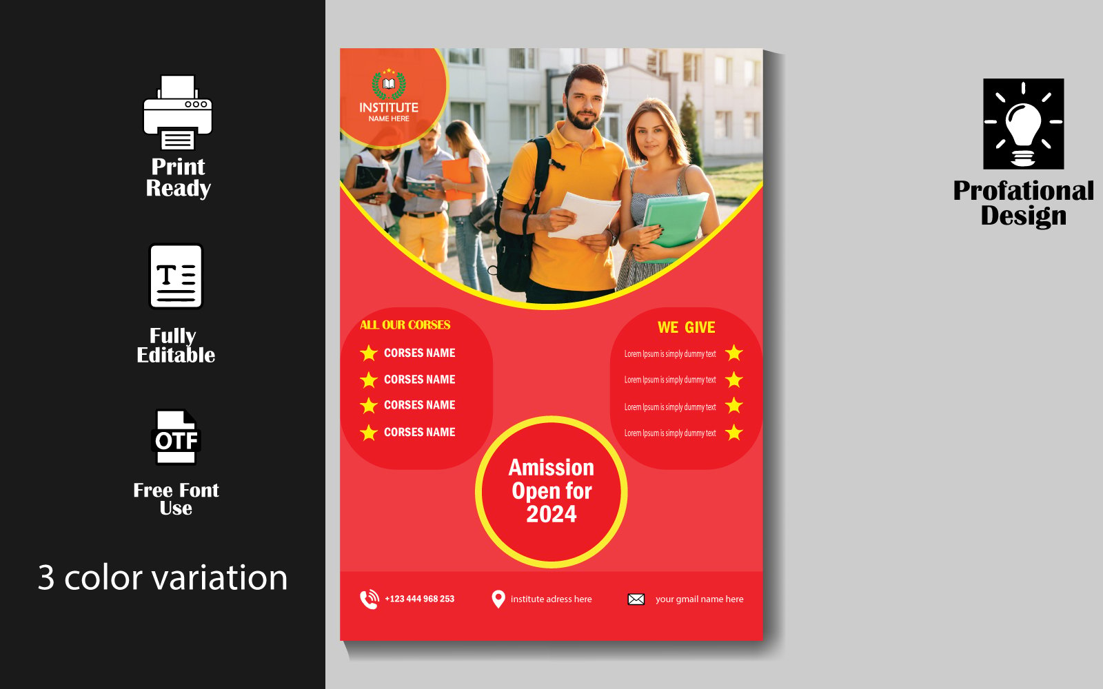 Education college and Universities Admission flyer Template