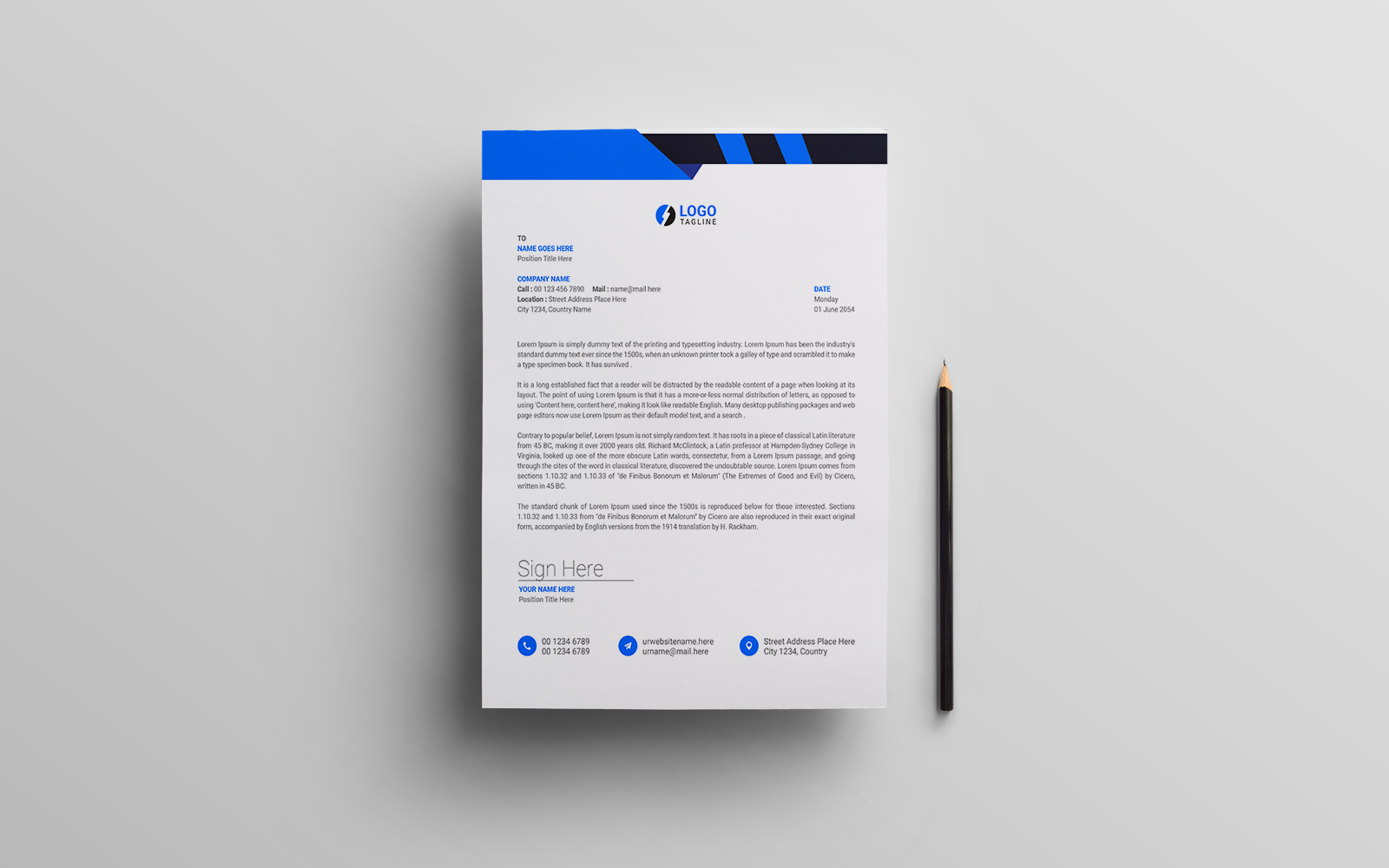 Blue Letterhead Design Template