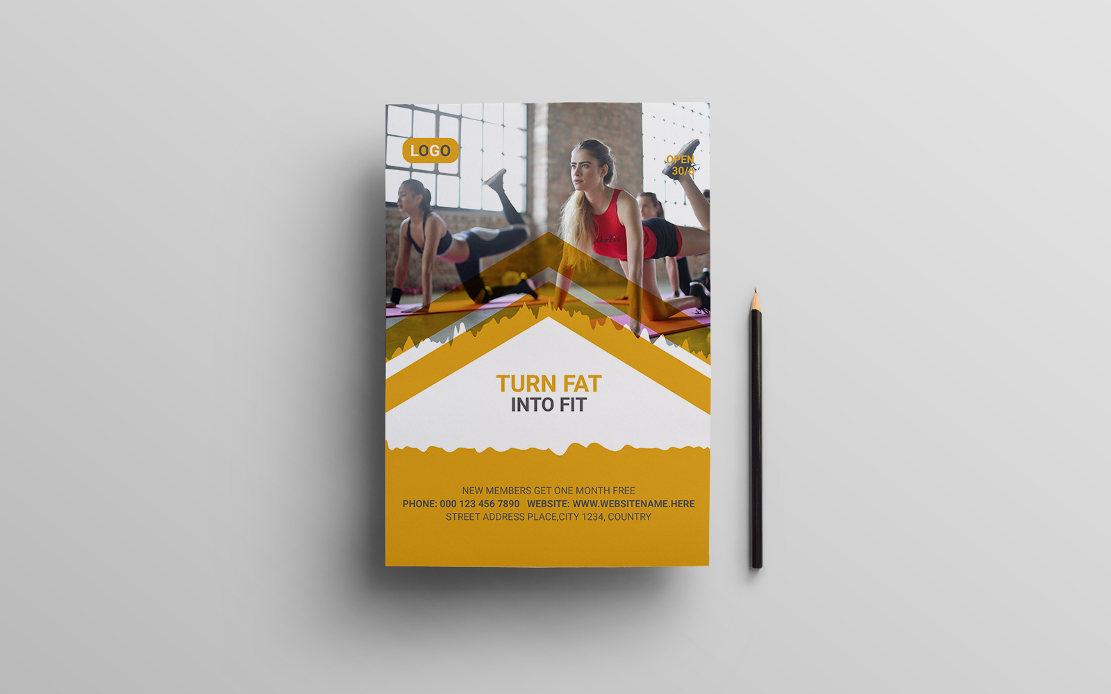 Flyer Design Template With Orange Shapes